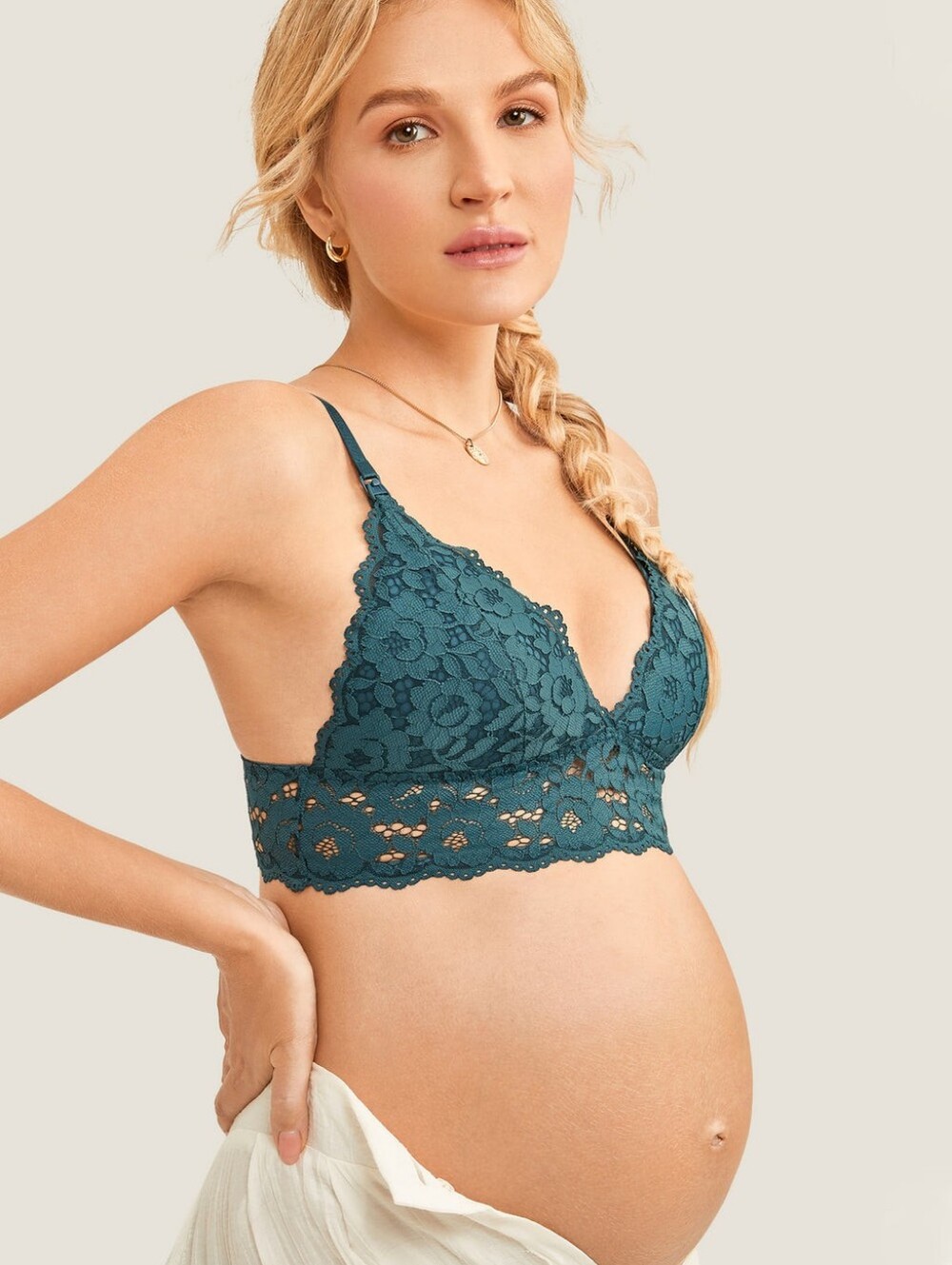 Momanda 36DD Breast Feeding Lace Bralette In Teal